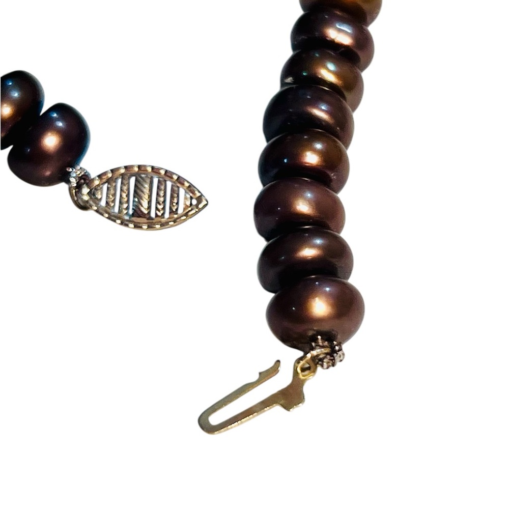 Final Price. 10k Bronze Pearl Authentic Rondelle Necklace. - Picture 5 of 7